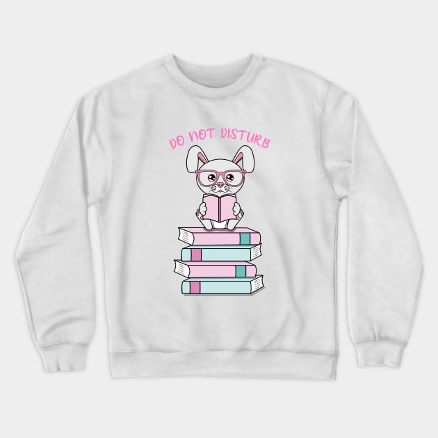 Do not disturb, cute rabbit reading Crewneck Sweatshirt by JS ARTE